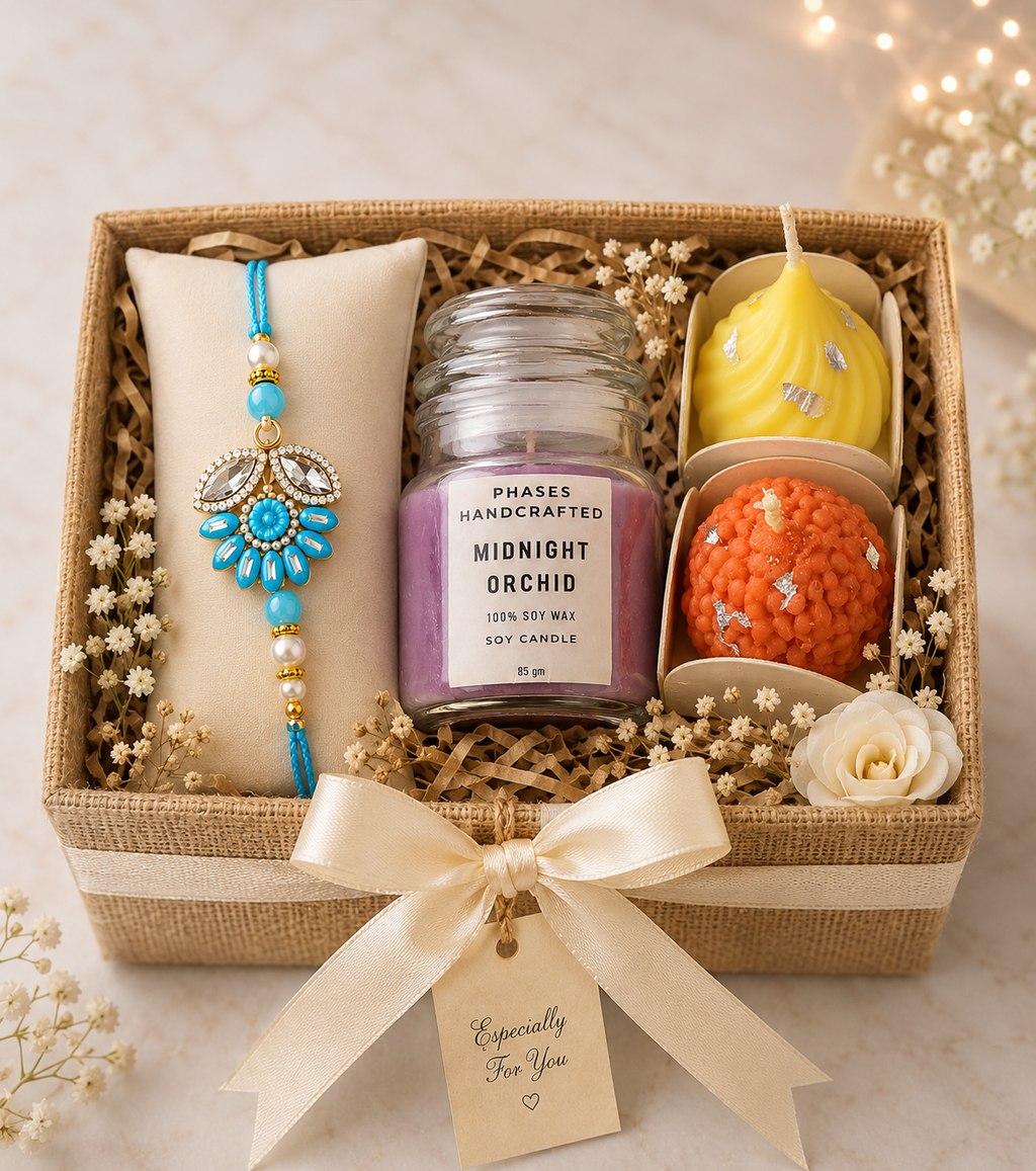 Premium Rakhi & Scented Candle Gift Hamper