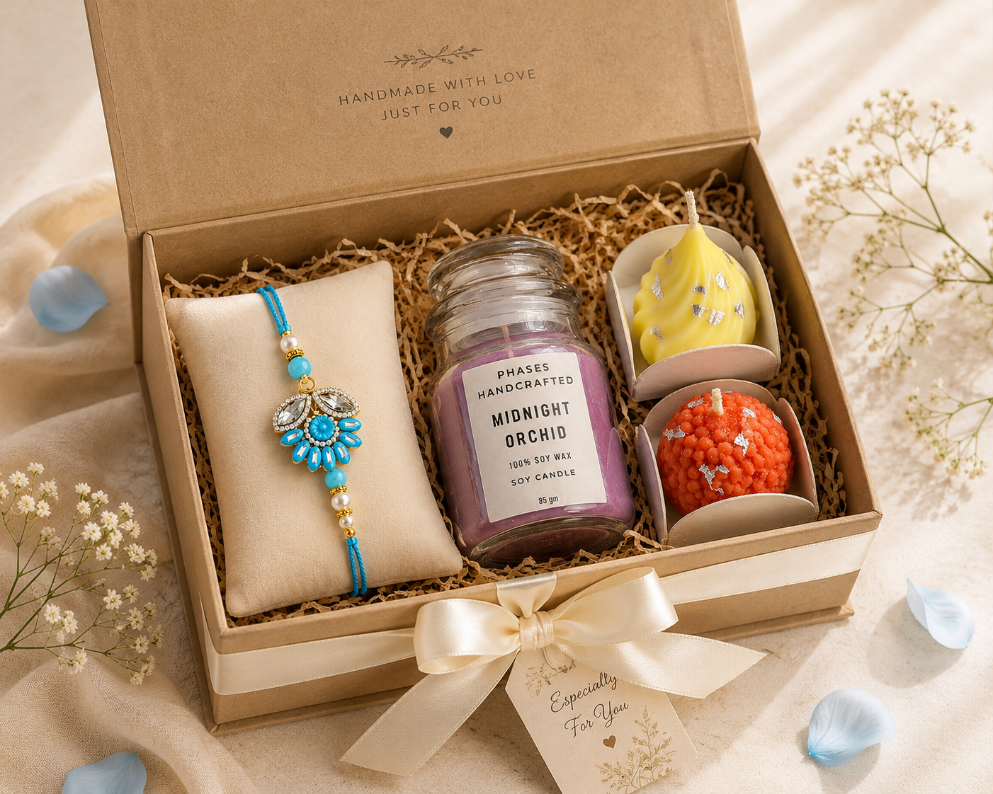 Premium Rakhi & Scented Candle Gift Hamper