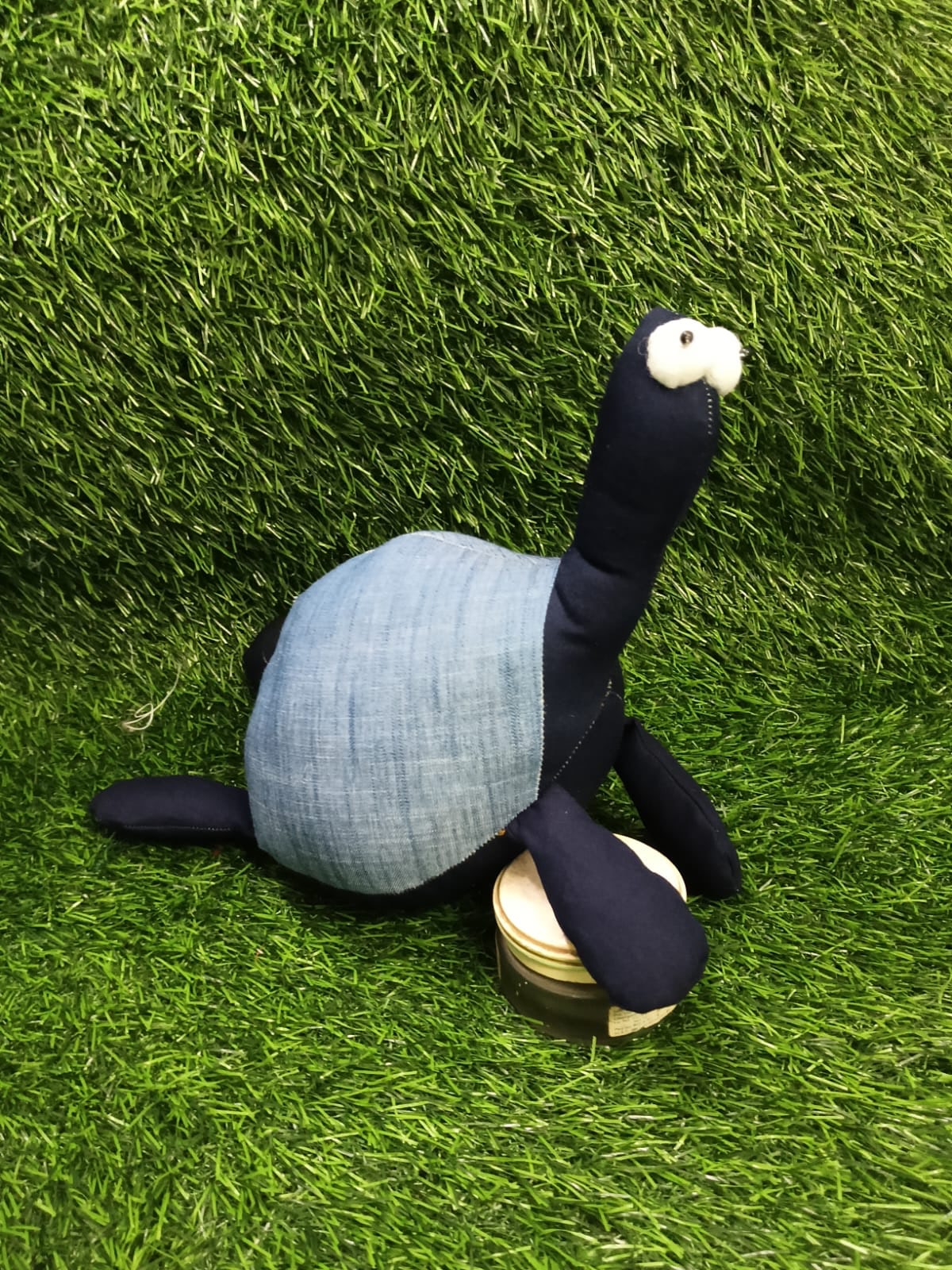 Kallu Kachua Handmade Denim Turtle Soft Toy 7 Inch | Upcycled Fabric Plush | Eco-Friendly Gift for Kids