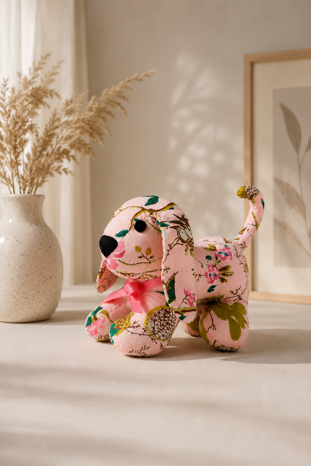 Handcrafted Floral Puppy Soft Toy