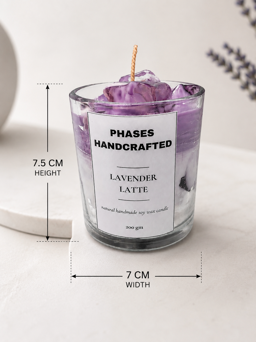Lavender Latte Soy & Gel Wax Candle 200g | Phases Handcrafted