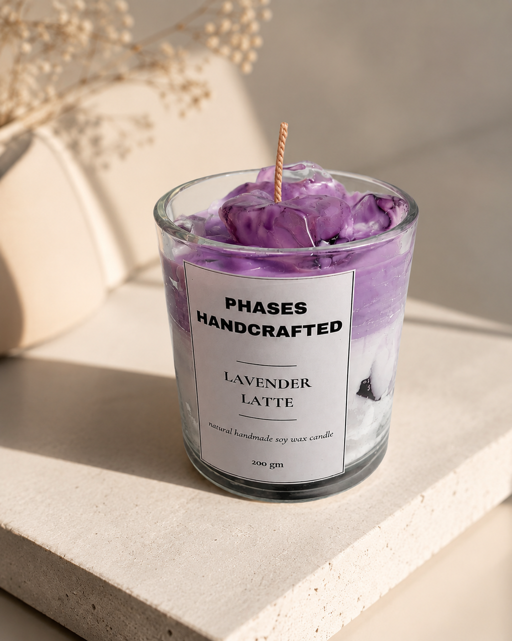 Lavender Latte Soy & Gel Wax Candle 200g | Phases Handcrafted
