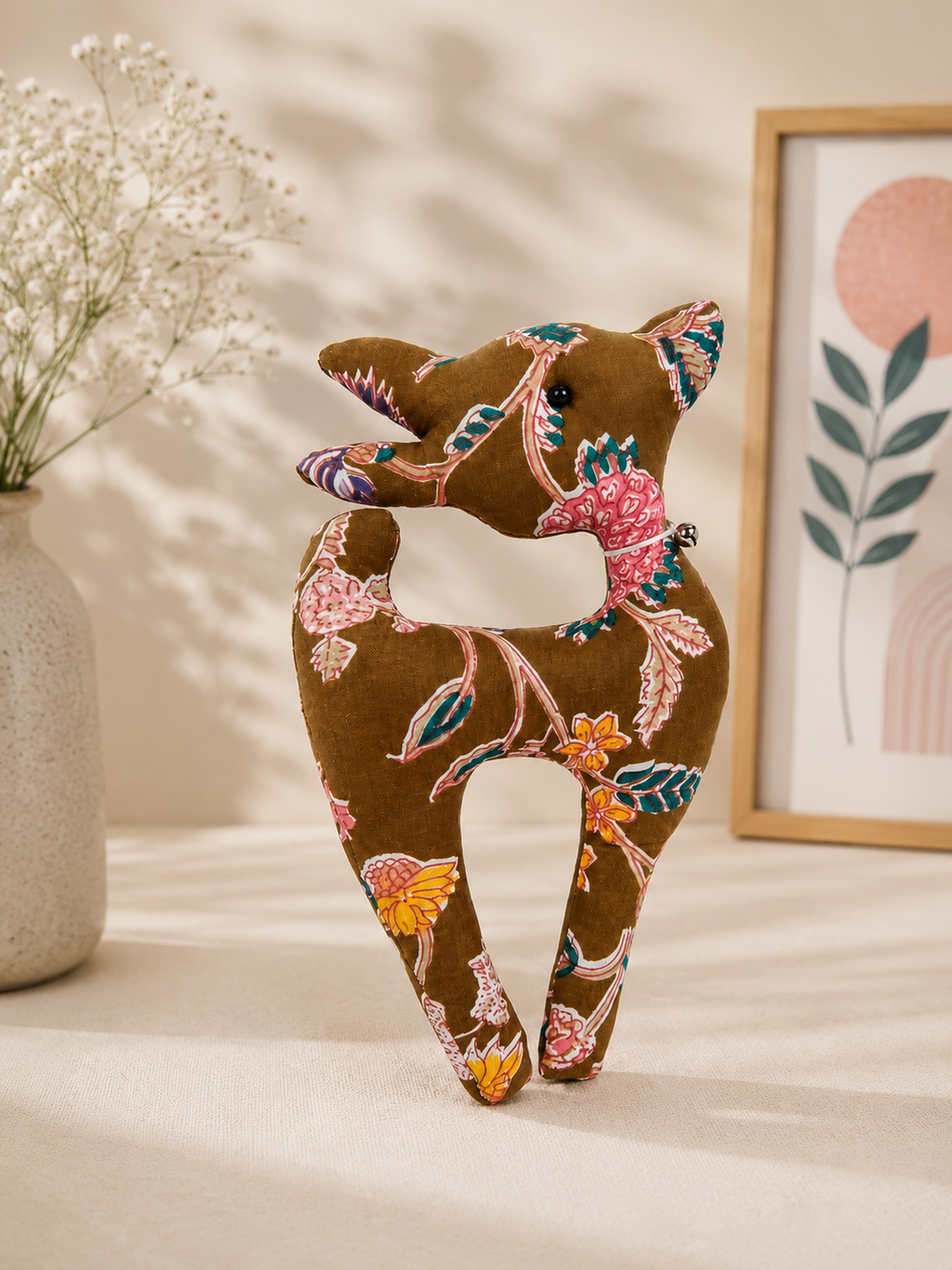 Handcrafted Floral Deer Soft Toy