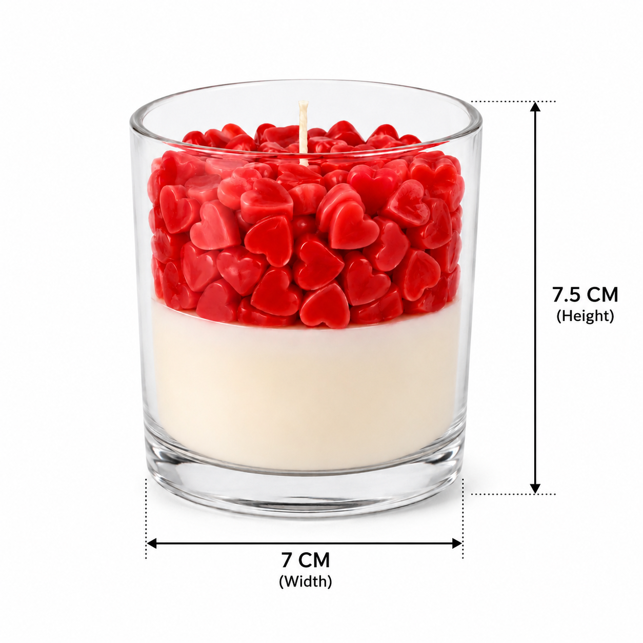 Love Hearts Handmade Soy Wax Candle – Romantic Gift in Glass Jar