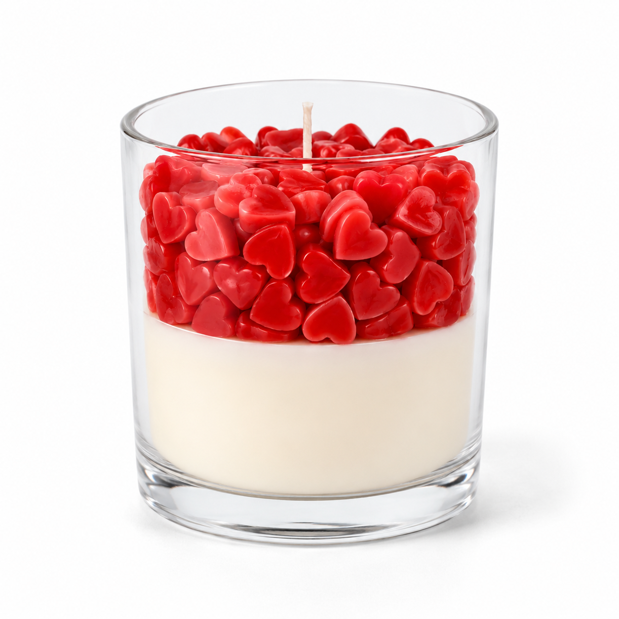 Love Hearts Handmade Soy Wax Candle – Romantic Gift in Glass Jar