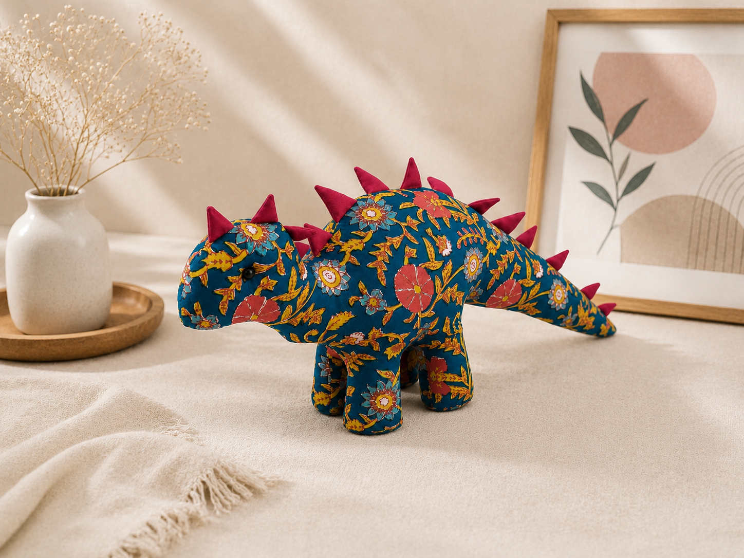 Handcrafted Floral Dinosaur Soft Toy
