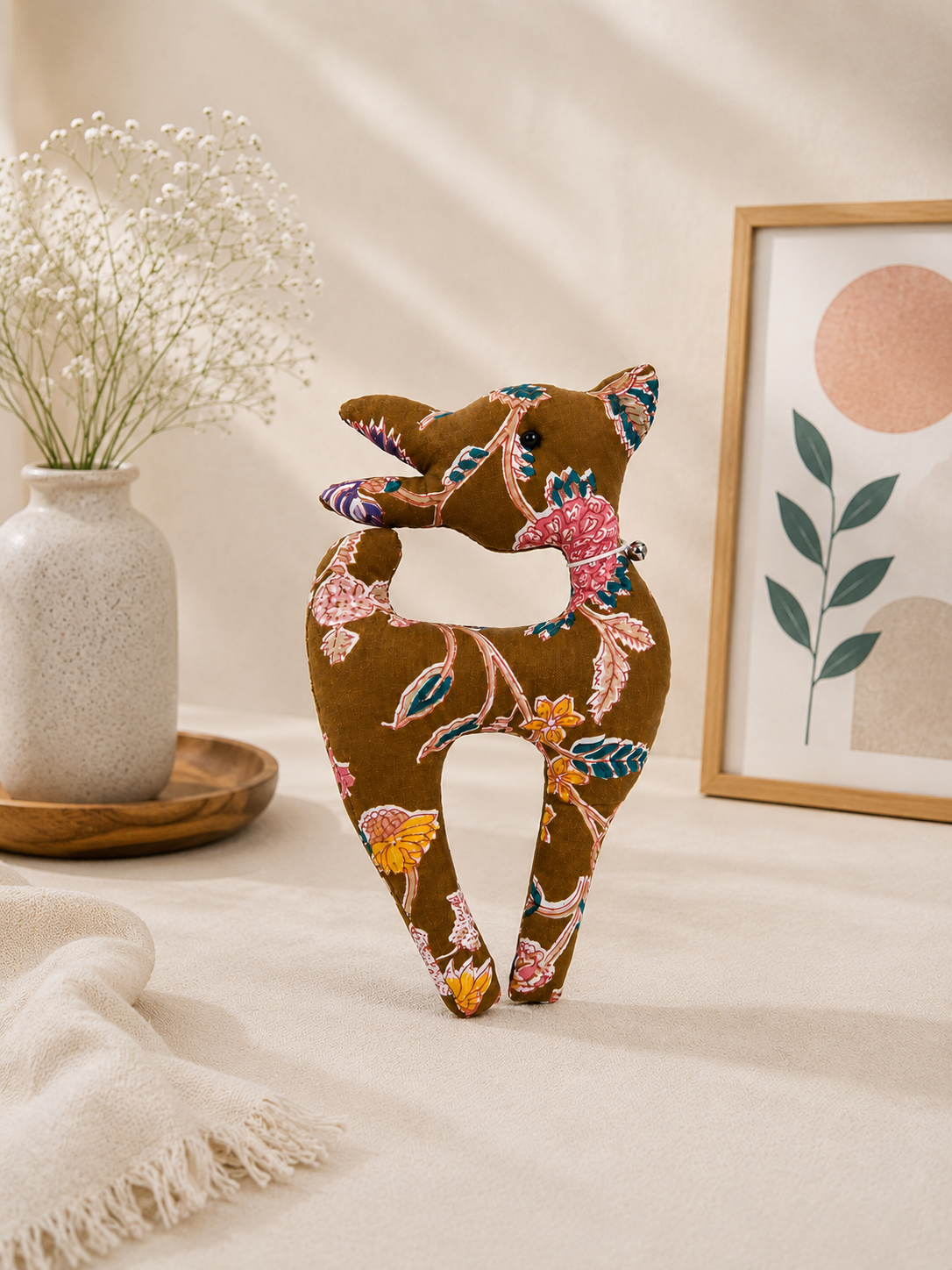 Handcrafted Floral Deer Soft Toy