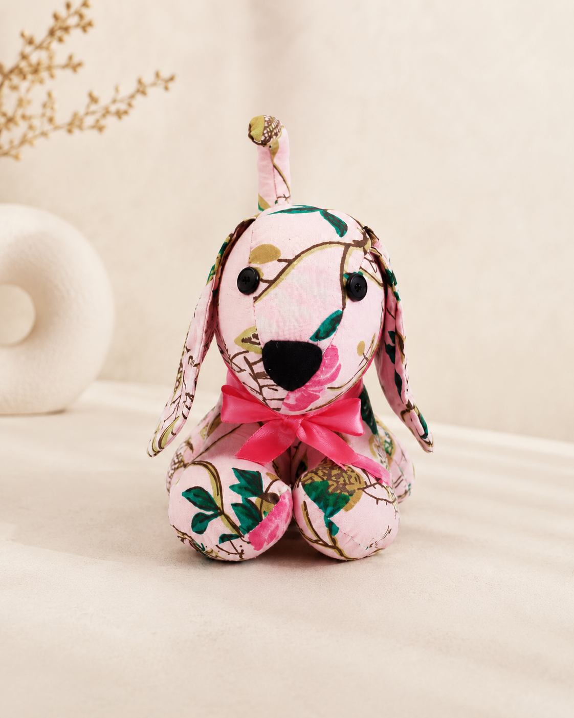 Handcrafted Floral Puppy Soft Toy
