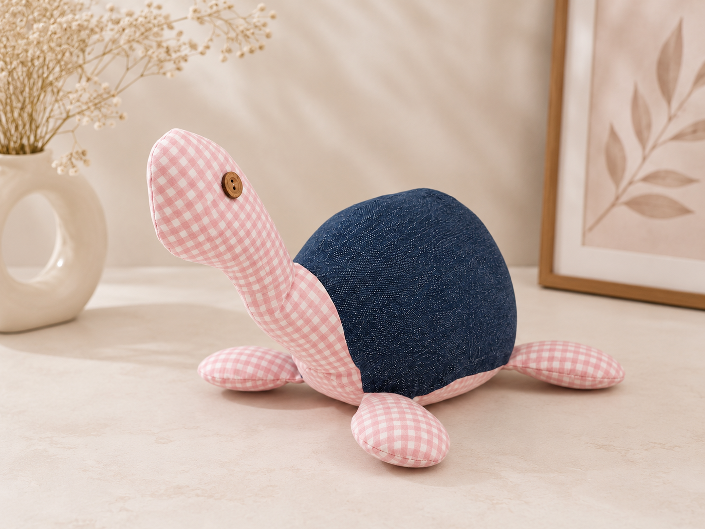 Handcrafted Fabric Turtle Soft Toy