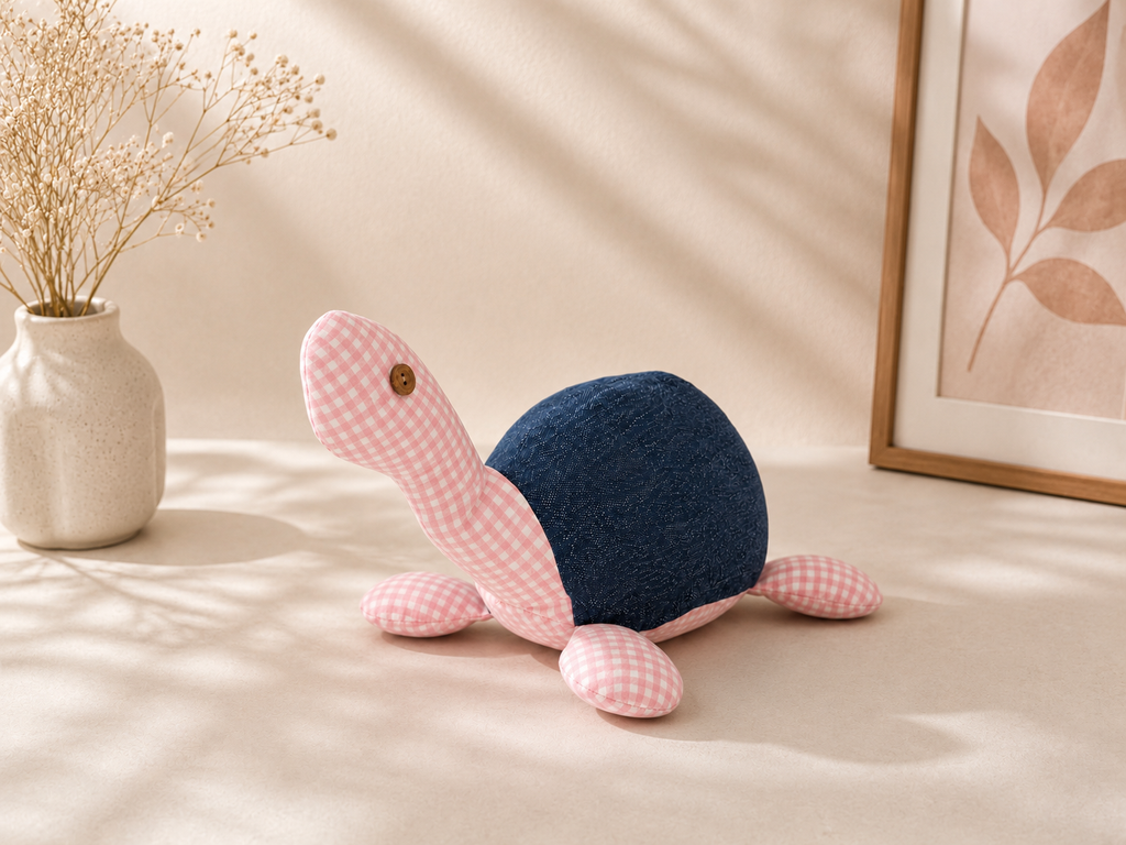 Handcrafted Fabric Turtle Soft Toy