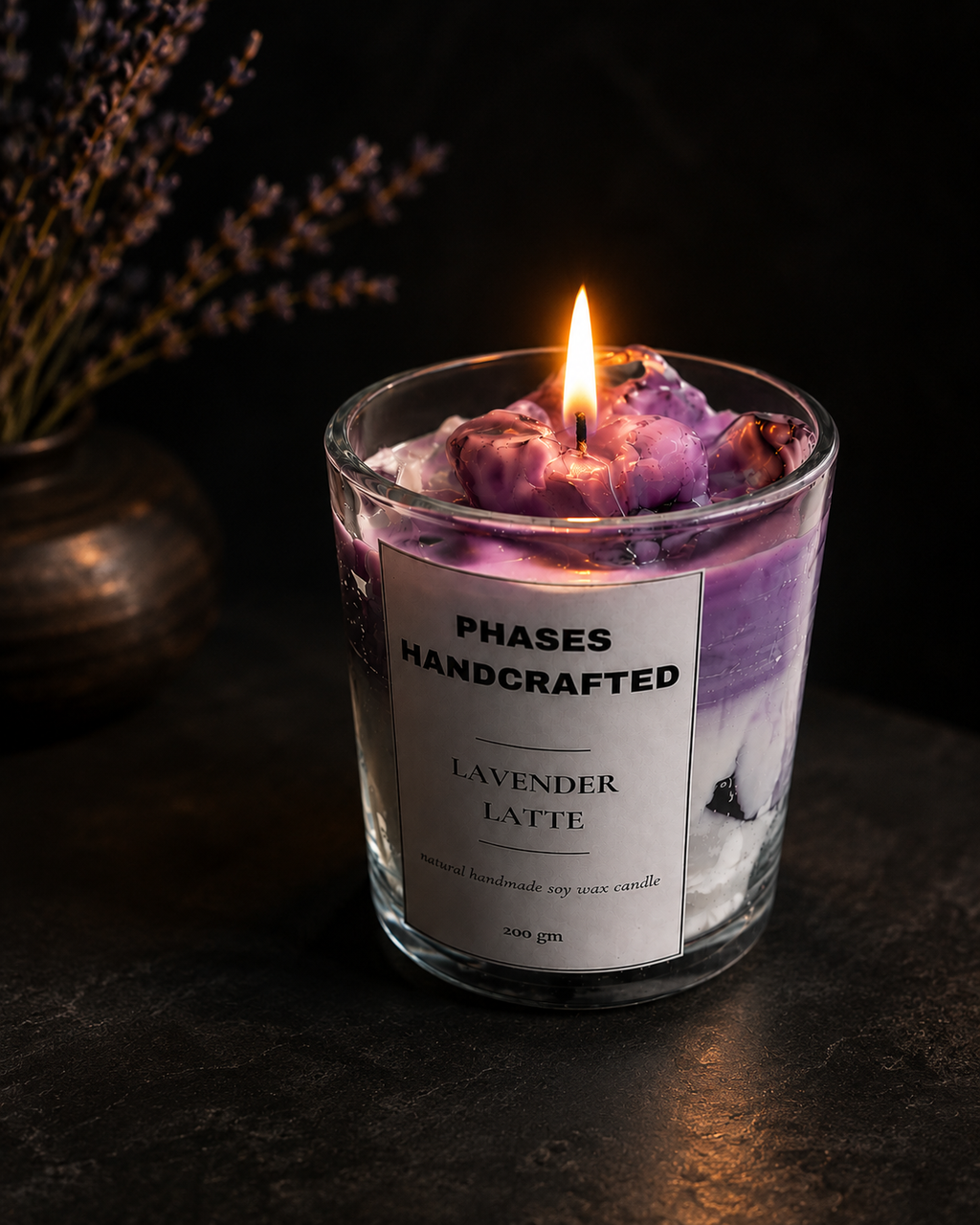 Lavender Latte Soy & Gel Wax Candle 200g | Phases Handcrafted