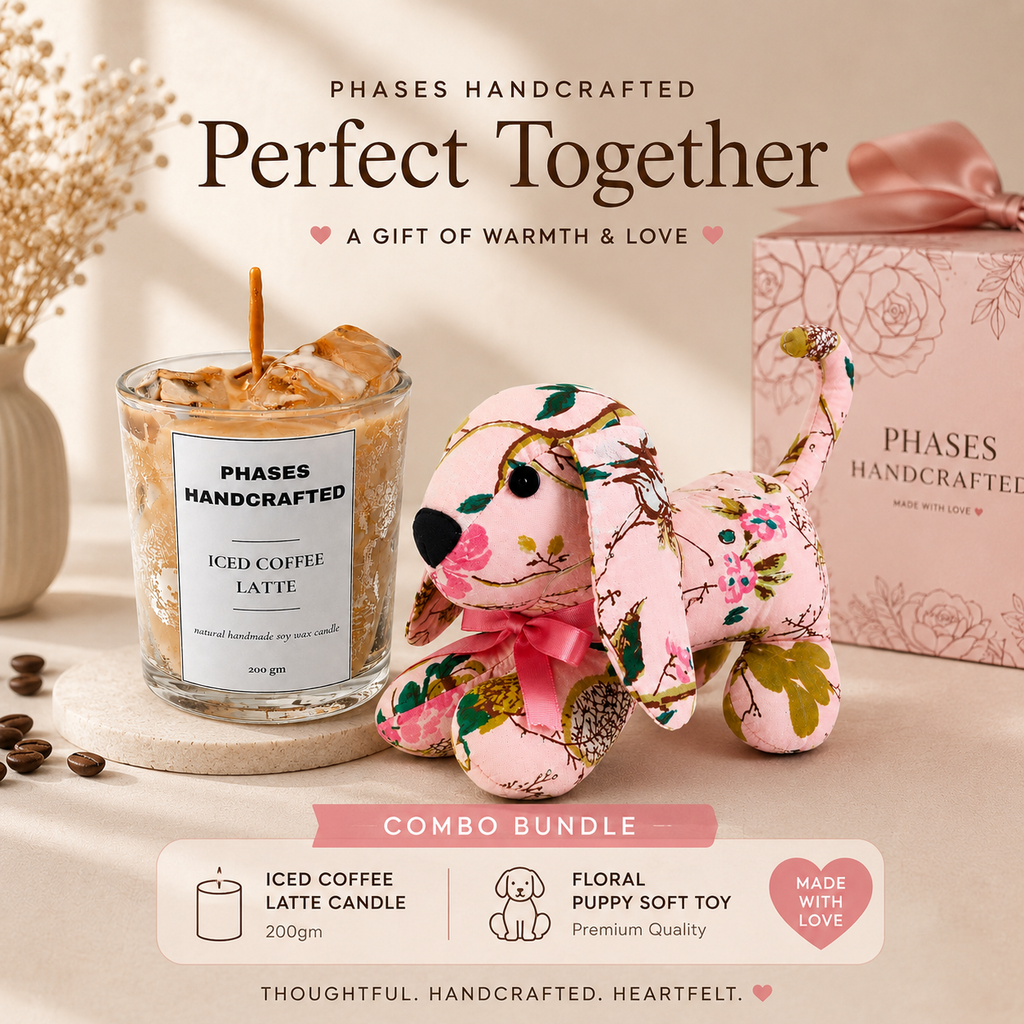 A Gift of Warmth & Love | Iced Coffee Candle + Floral Puppy Bundle