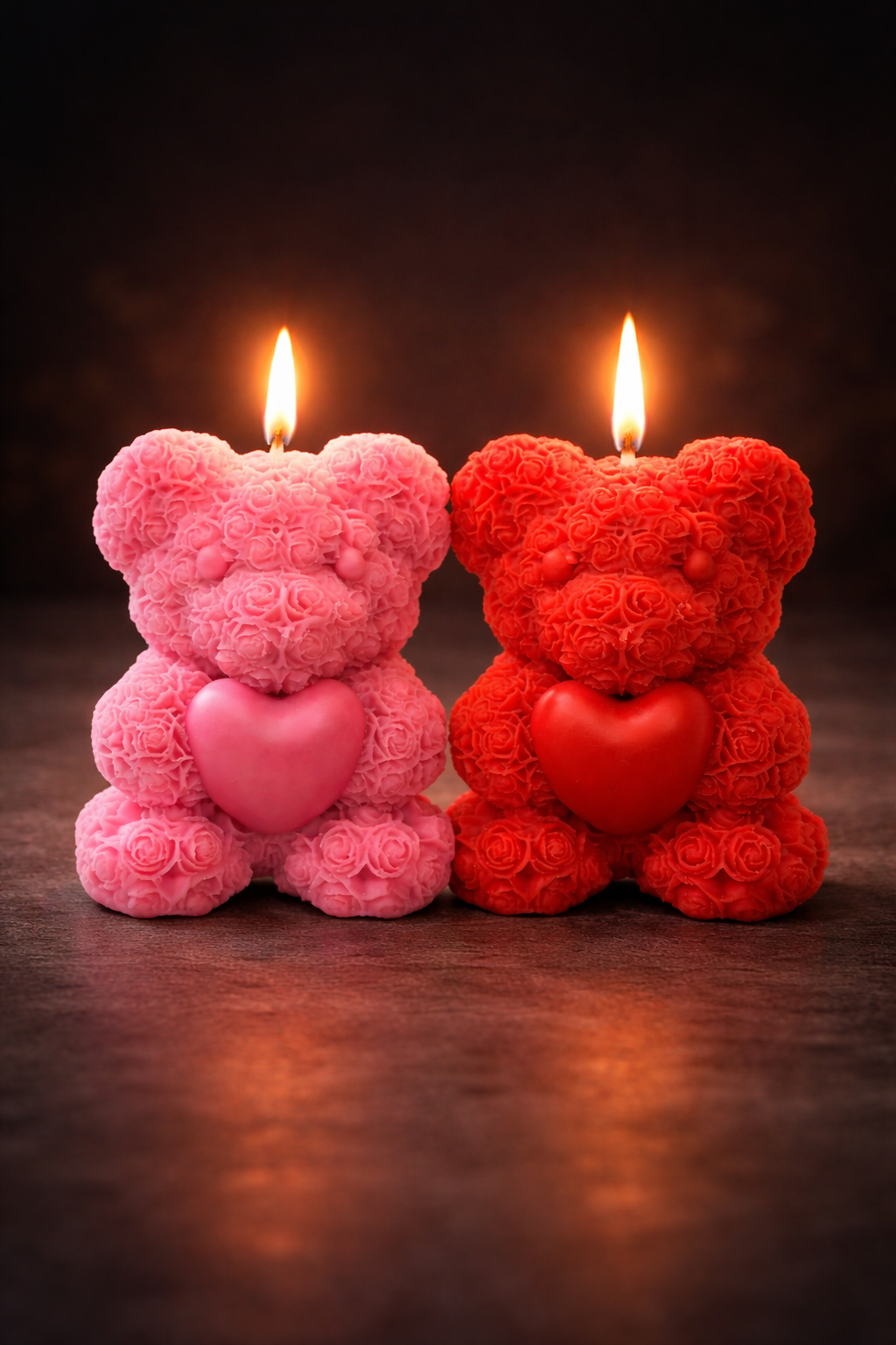Rose Teddy Bear Soy Wax Candle Set (Pack of 2)