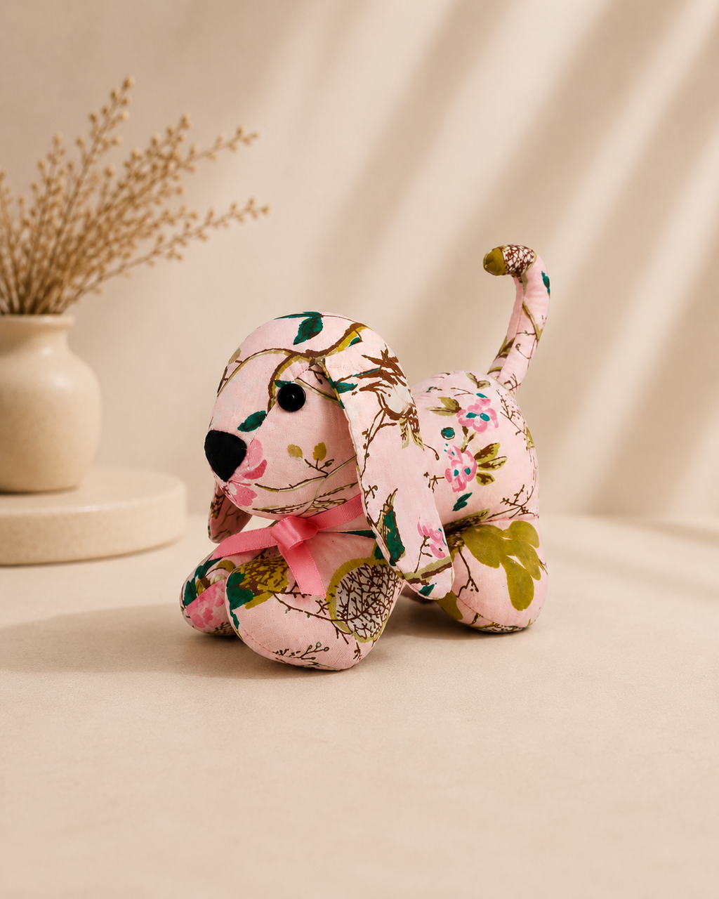 Handcrafted Floral Puppy Soft Toy