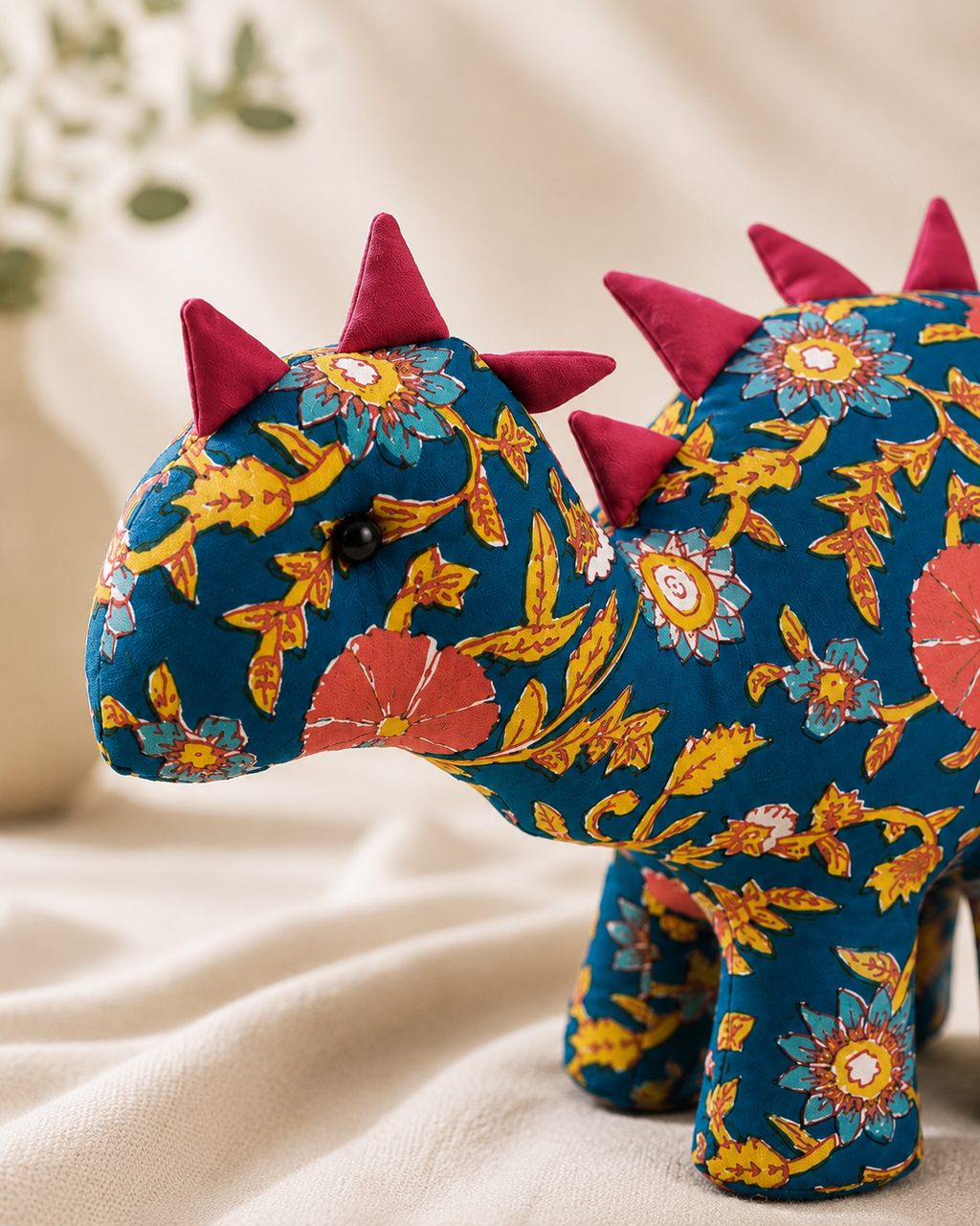 Handcrafted Floral Dinosaur Soft Toy