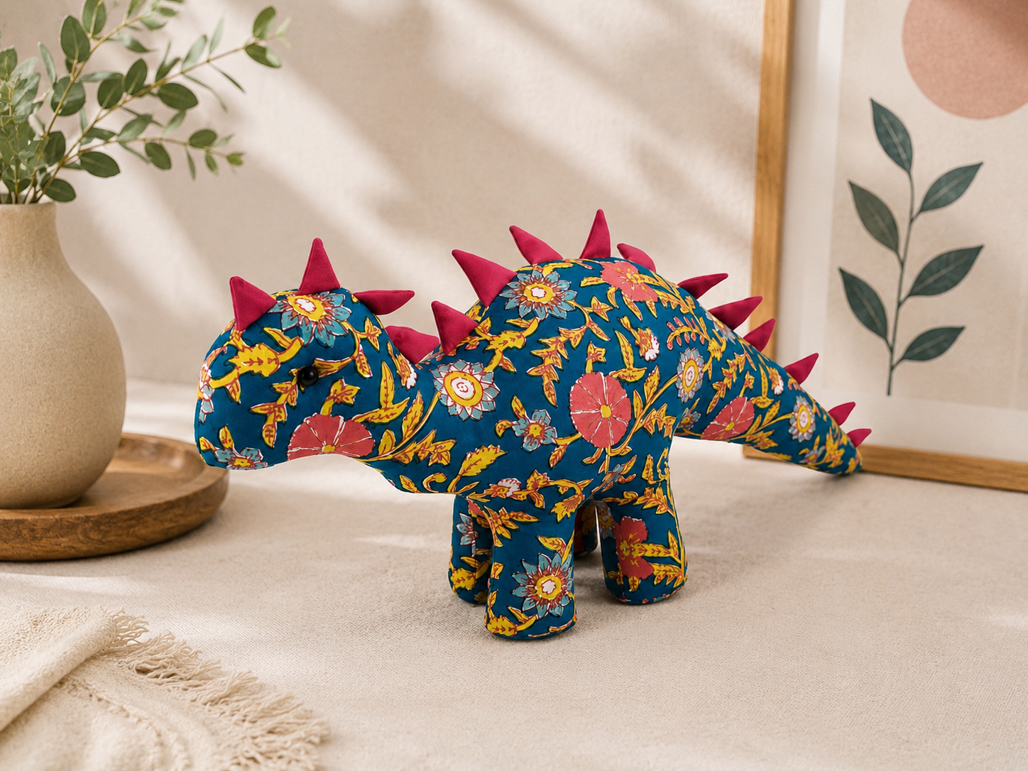 Handcrafted Floral Dinosaur Soft Toy