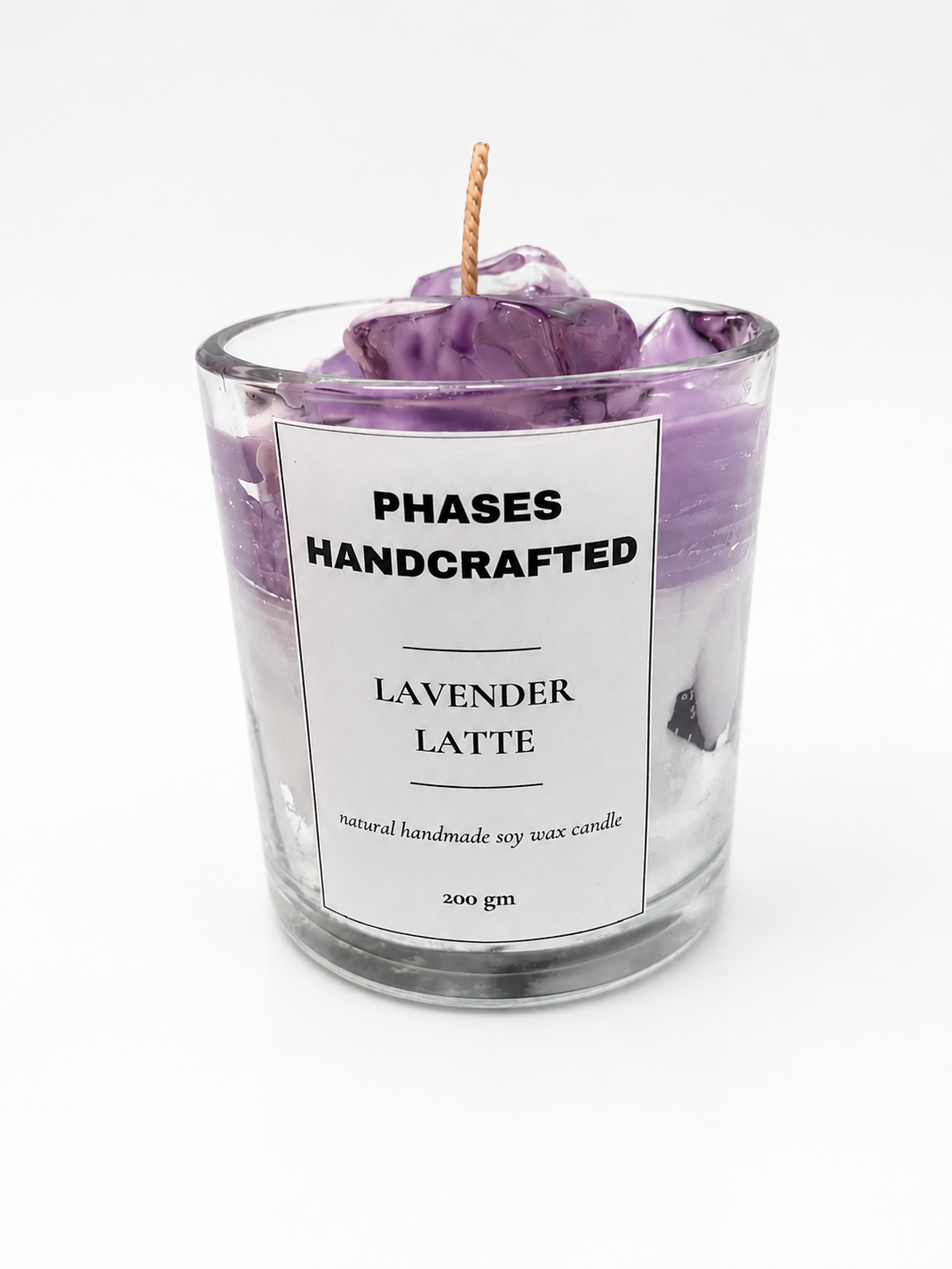 Lavender Latte Soy & Gel Wax Candle 200g | Phases Handcrafted
