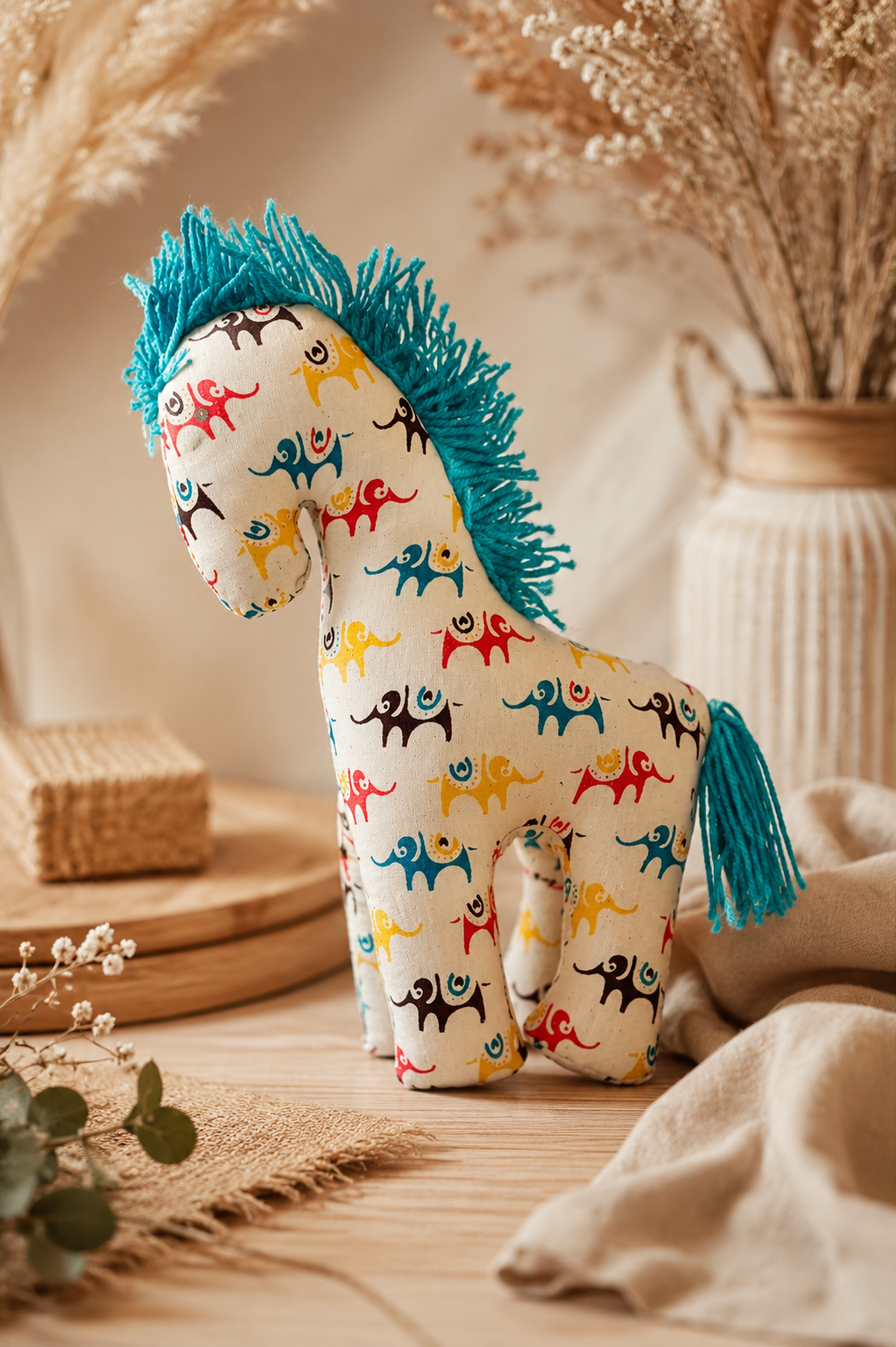 Handmade Fabric Horse Soft Toy (8 Inch) | Artisan-Made Eco-Friendly Plush Horse